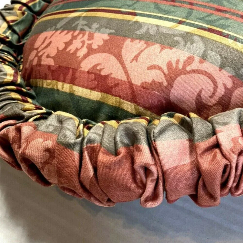 Gorgeous Vintage Custom Pillow Round Red Green